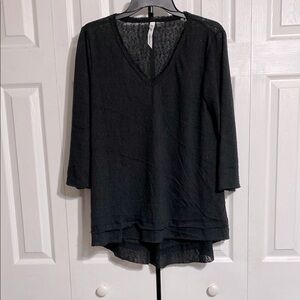 NY Collection Black High Low Tunic 3/4 Sleeve